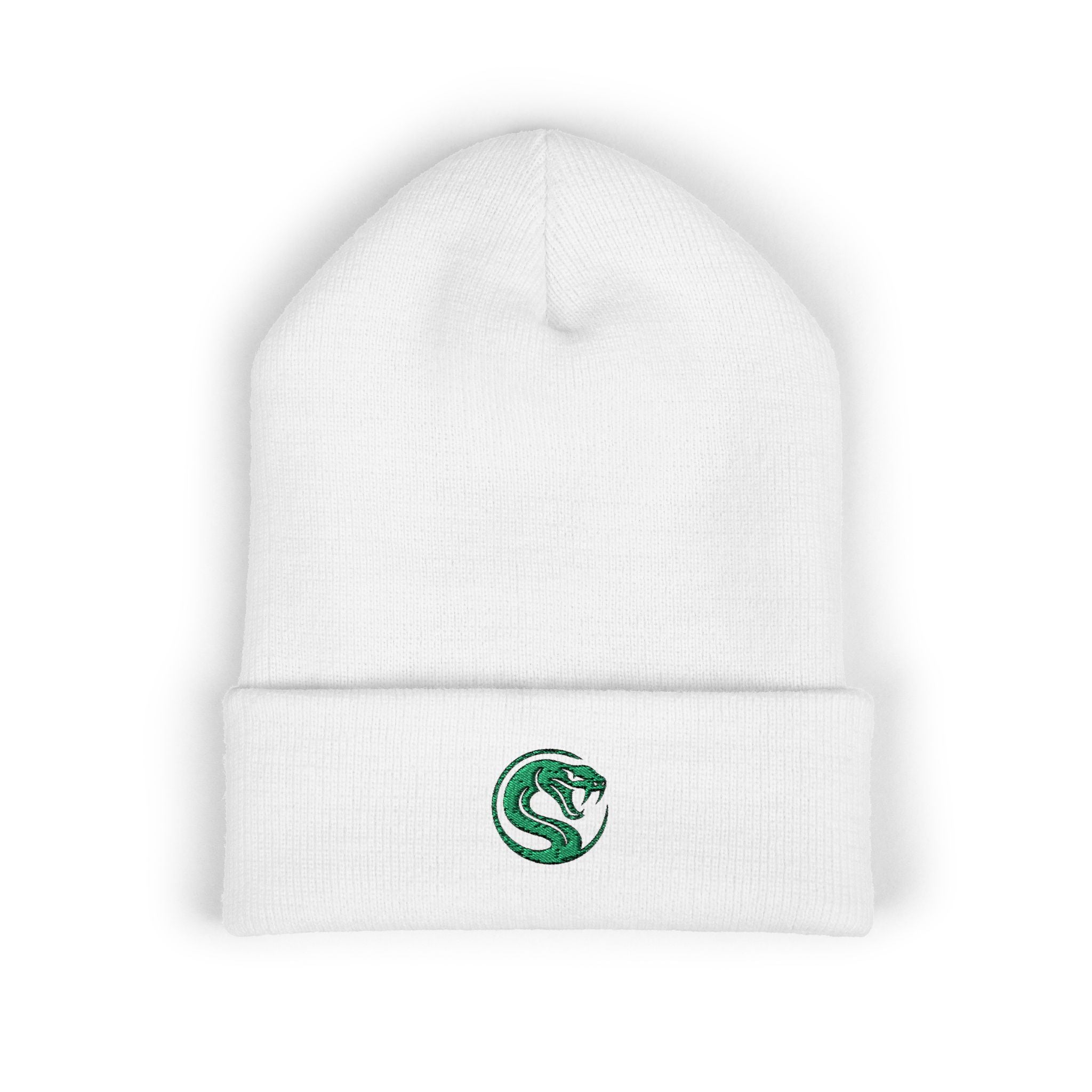 Gestickte Green Snake Logo Beanie – Warme Cuffed Wintermütze in Streetwear-Style