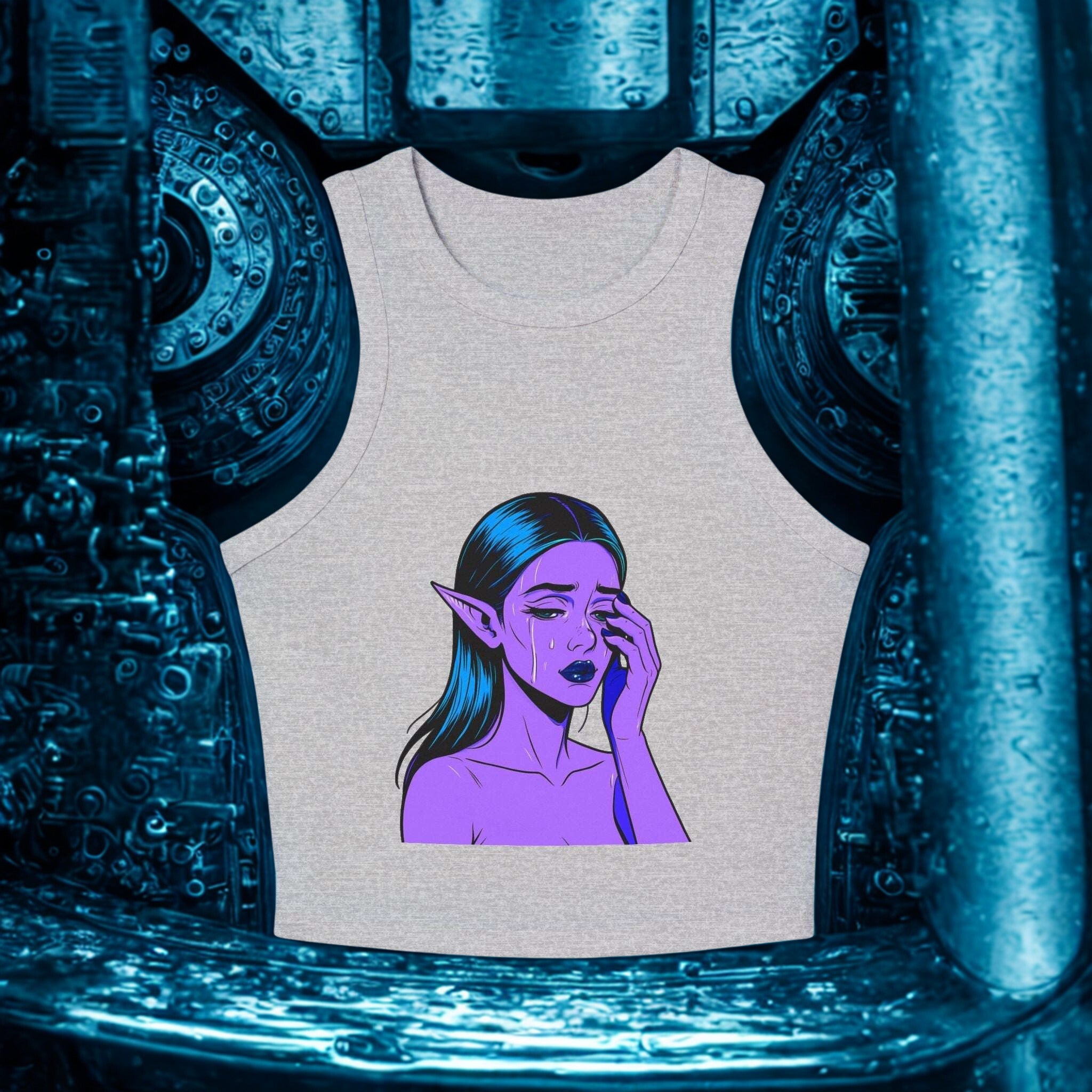 Gothic Fantasy Racer Tank Top – Edgy Sommer-Style für Festivals & Alltag - HappymodernDesigns 