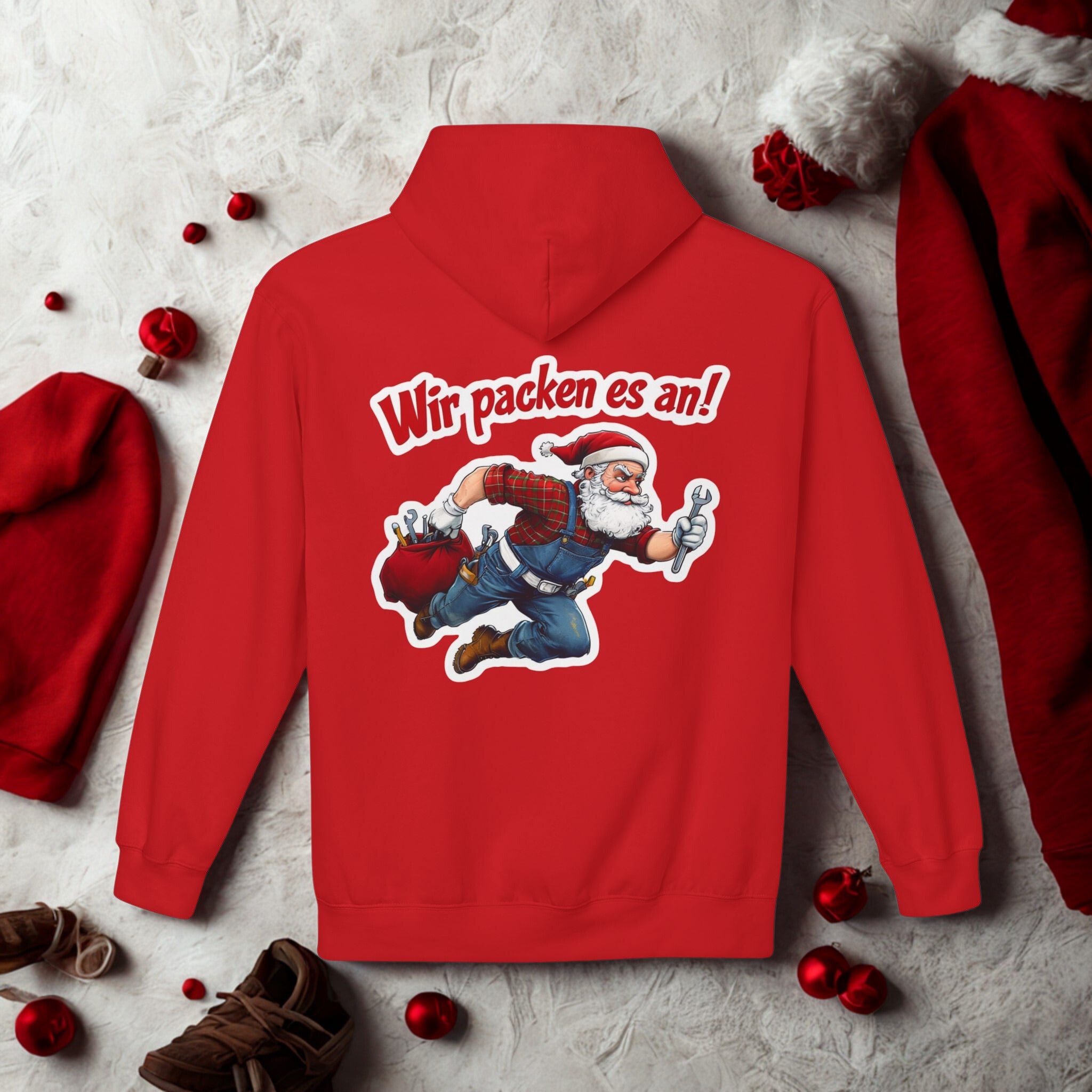 „Santa Claus ‚Wir packen es an!‘ – Lustiger Weihnachts-Pullover für die Feiertage“ - HappymodernDesigns 