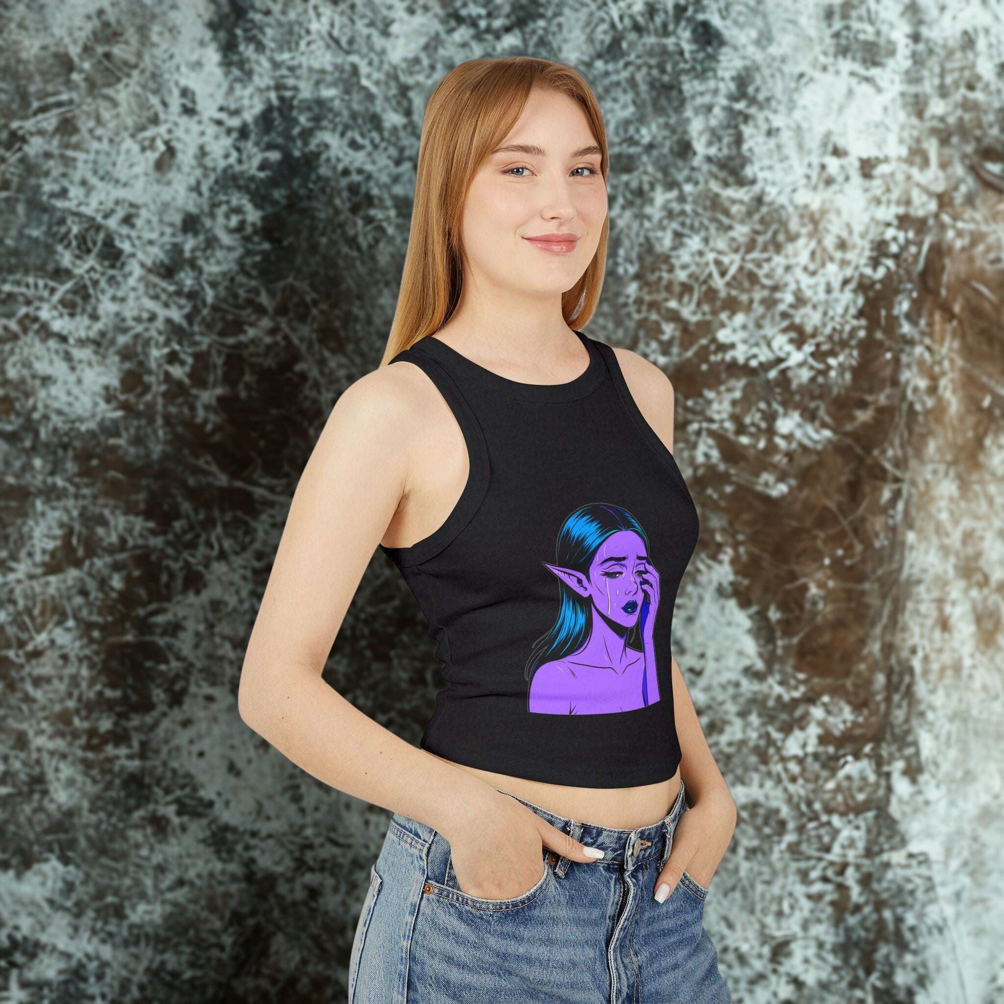 Gothic Fantasy Racer Tank Top – Edgy Sommer-Style für Festivals & Alltag - HappymodernDesigns 