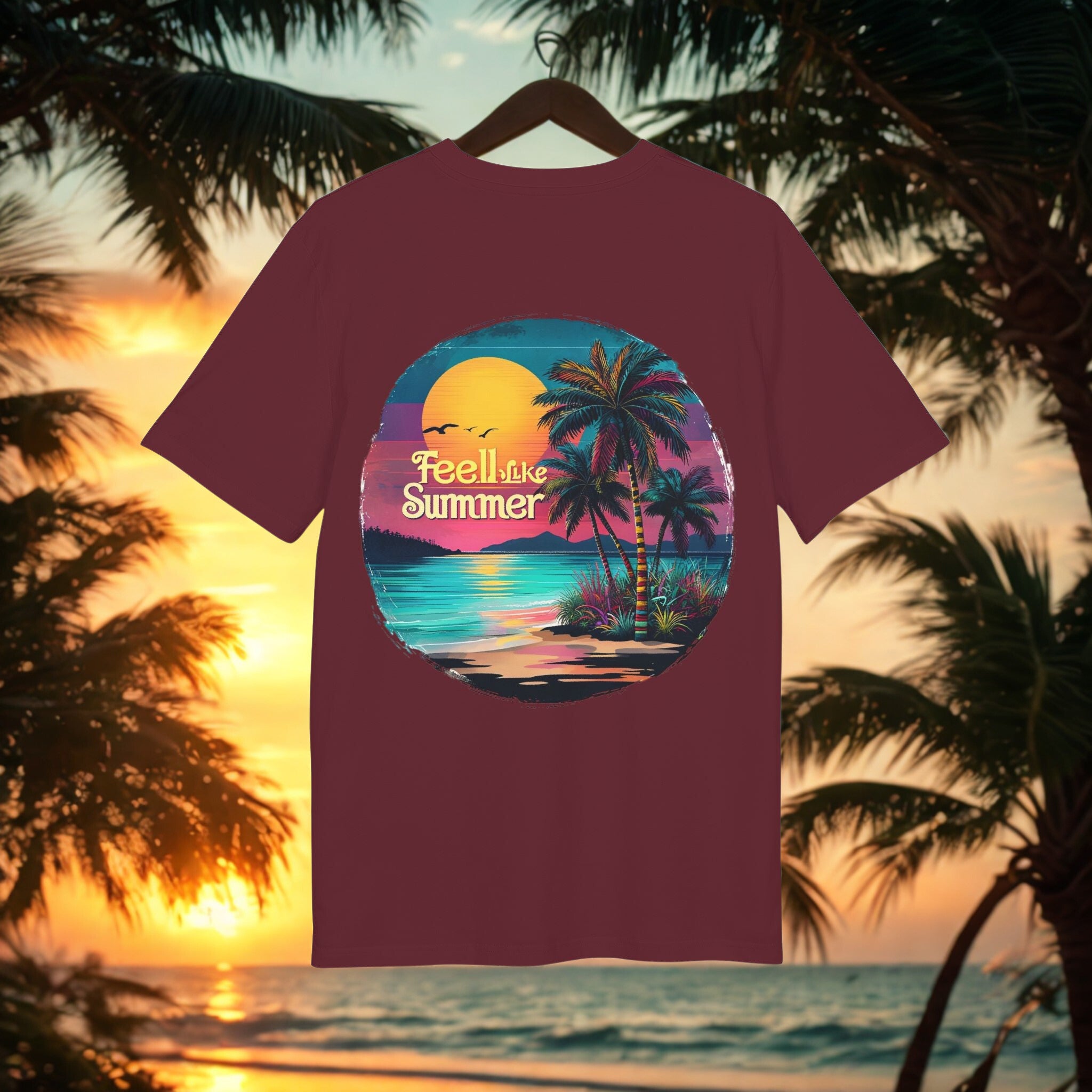 Feel Like Summer – Retro Beach T-Shirt mit Palmenmotiv