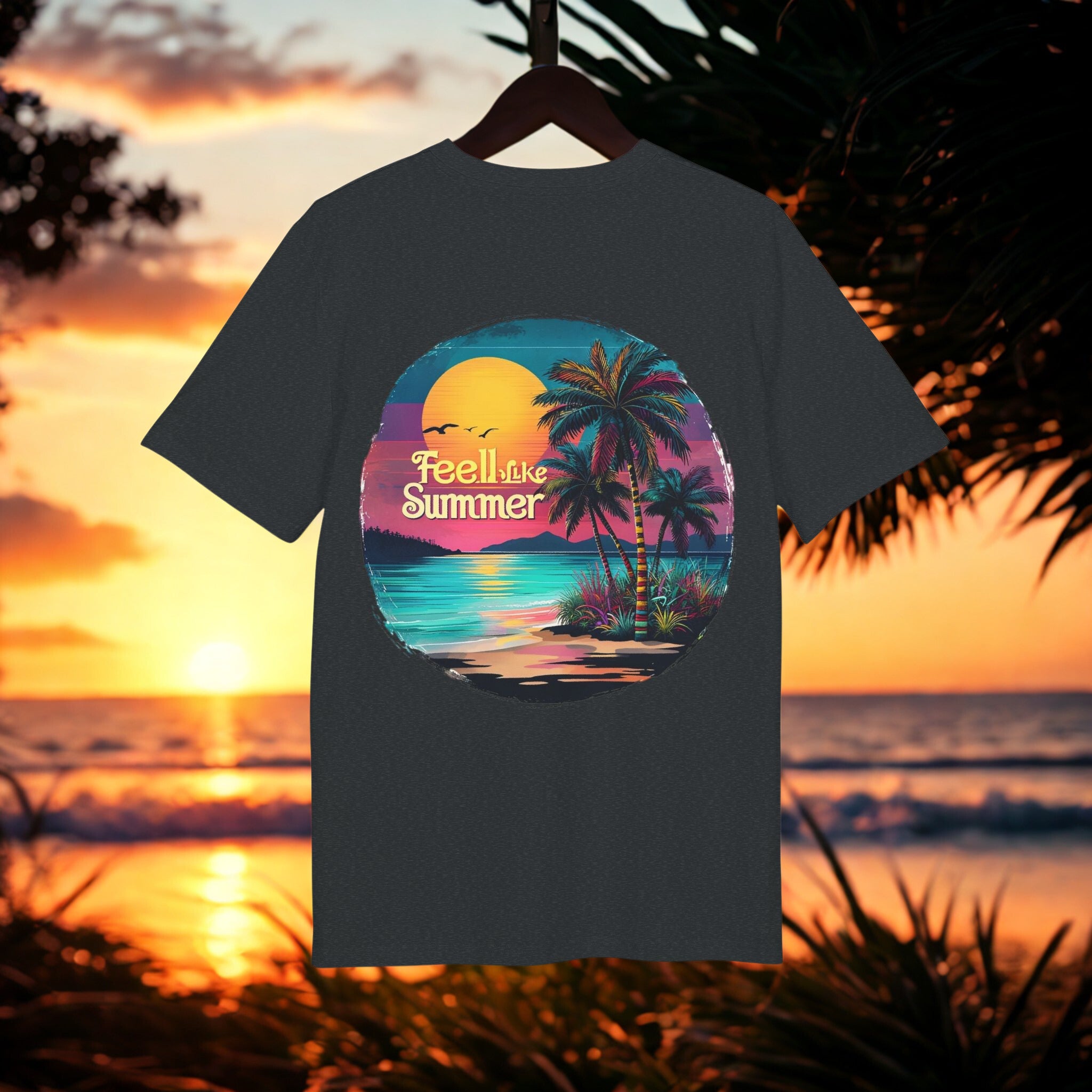 Feel Like Summer – Retro Beach T-Shirt mit Palmenmotiv