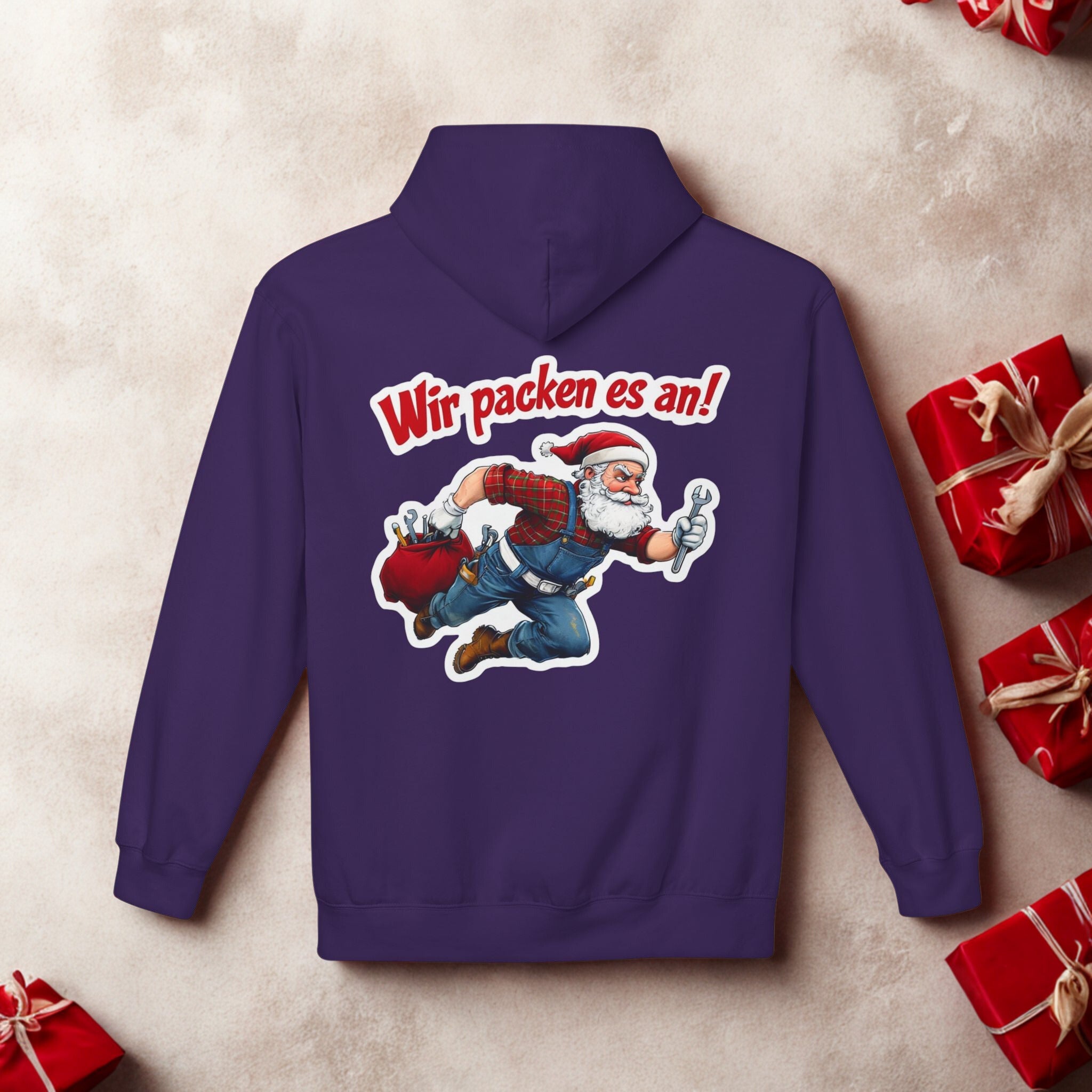 „Santa Claus ‚Wir packen es an!‘ – Lustiger Weihnachts-Pullover für die Feiertage“ - HappymodernDesigns 