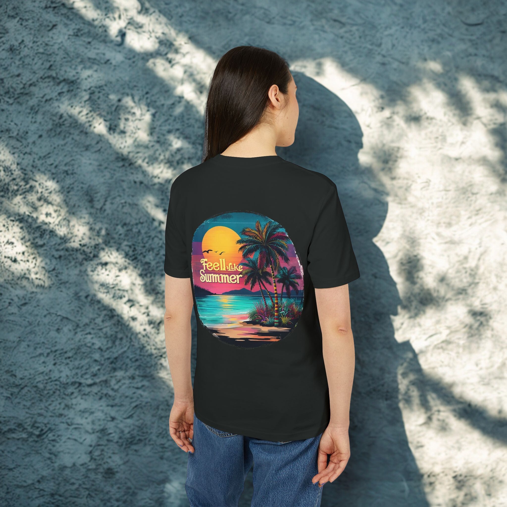 Feel Like Summer – Retro Beach T-Shirt mit Palmenmotiv