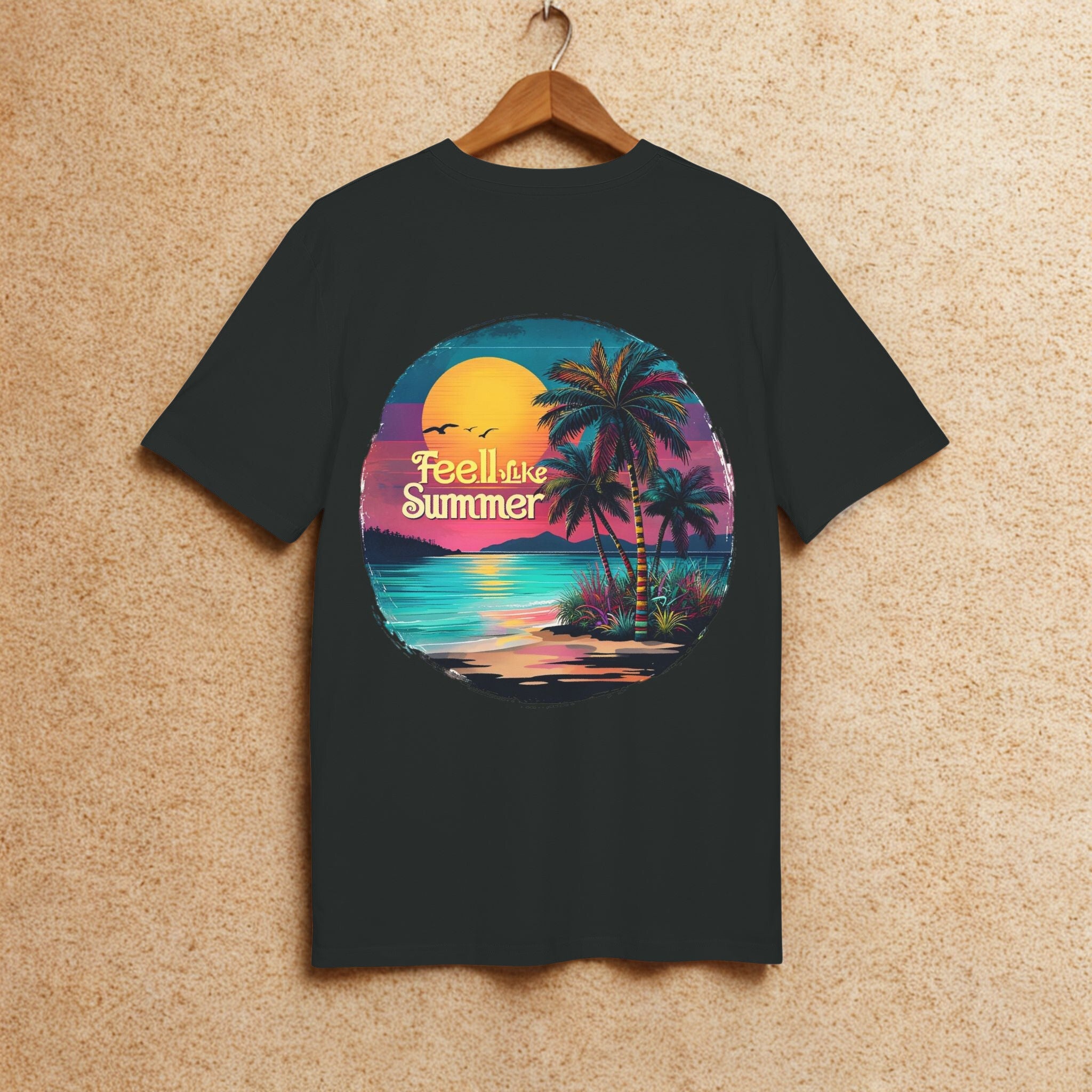 Feel Like Summer – Retro Beach T-Shirt mit Palmenmotiv