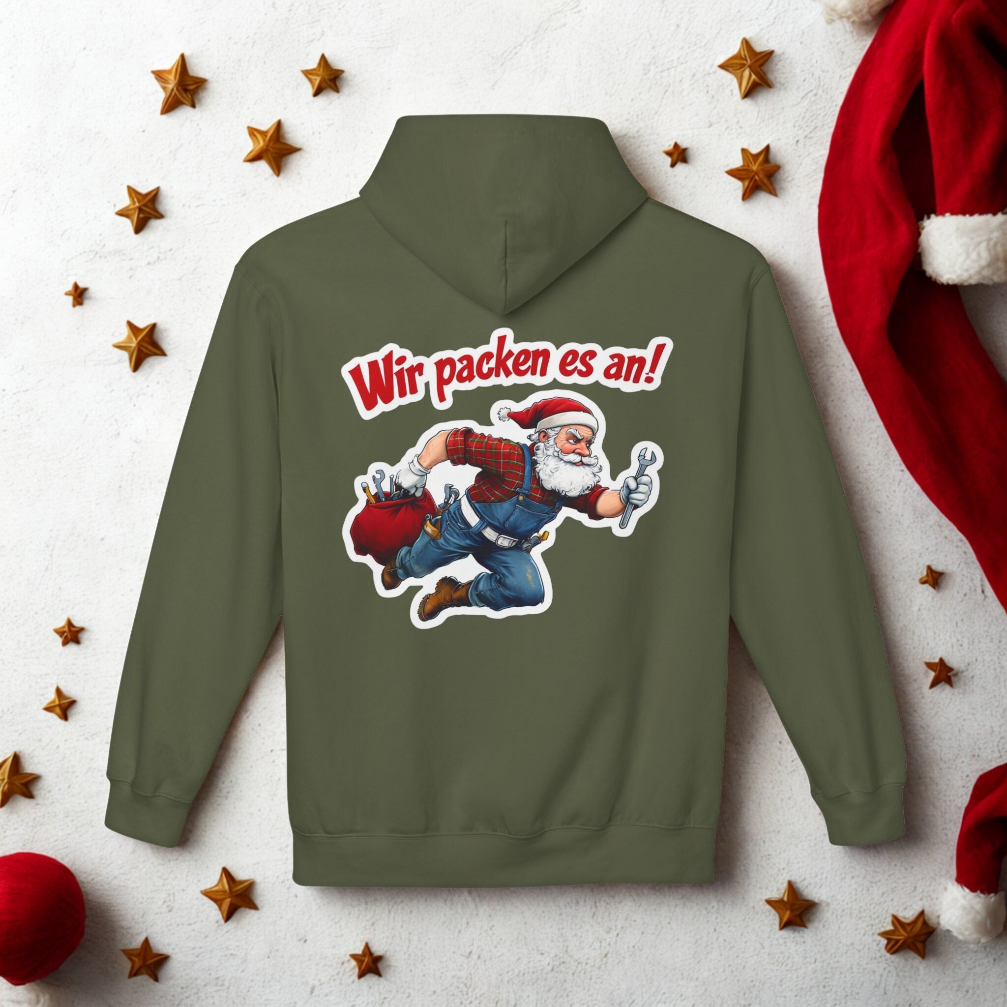 „Santa Claus ‚Wir packen es an!‘ – Lustiger Weihnachts-Pullover für die Feiertage“ - HappymodernDesigns 